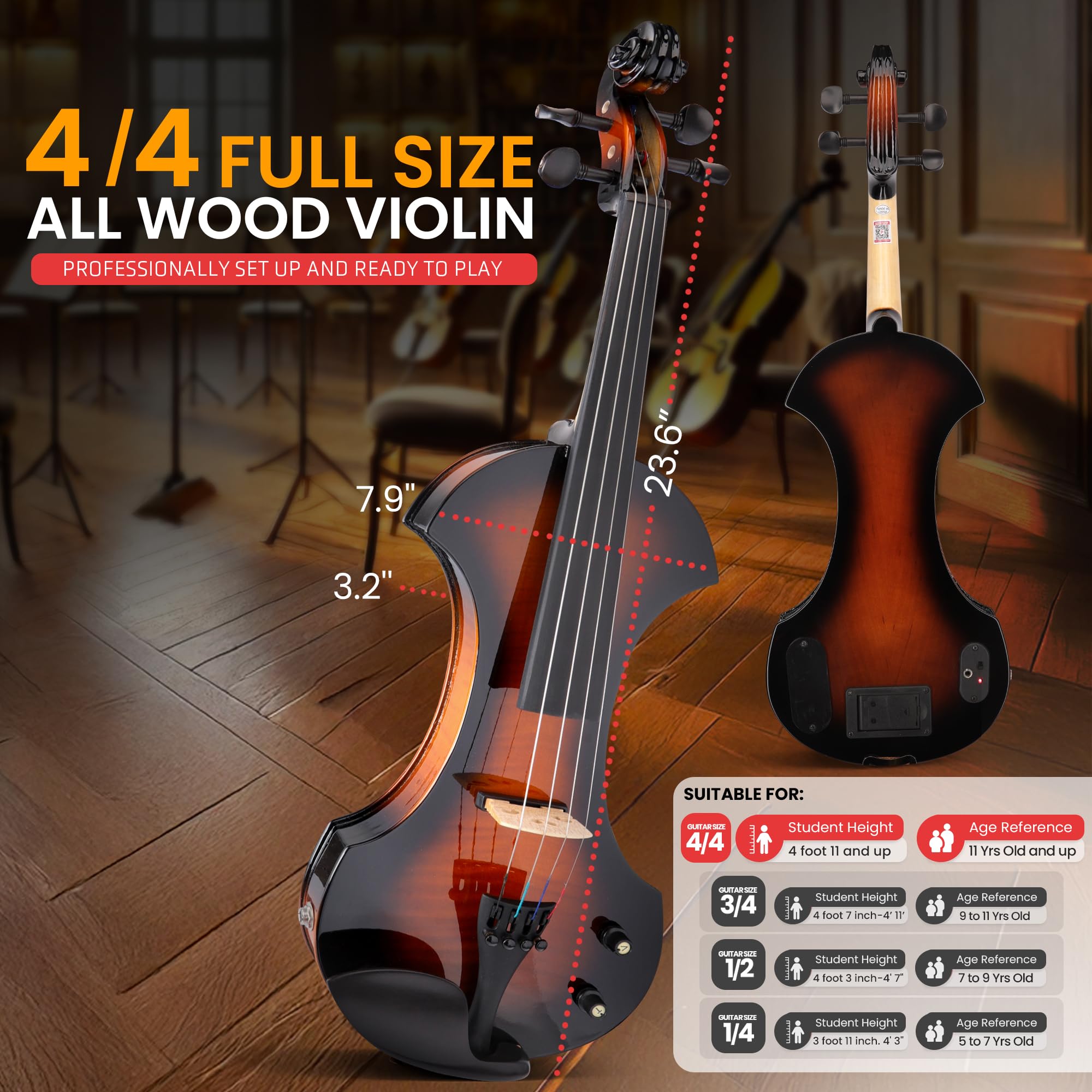 Foto 6 pulgar | Violín Eléctrico Pyle Silent 4/4 Con Kit De Amplificador Y Acceso. - Venta Internacional.