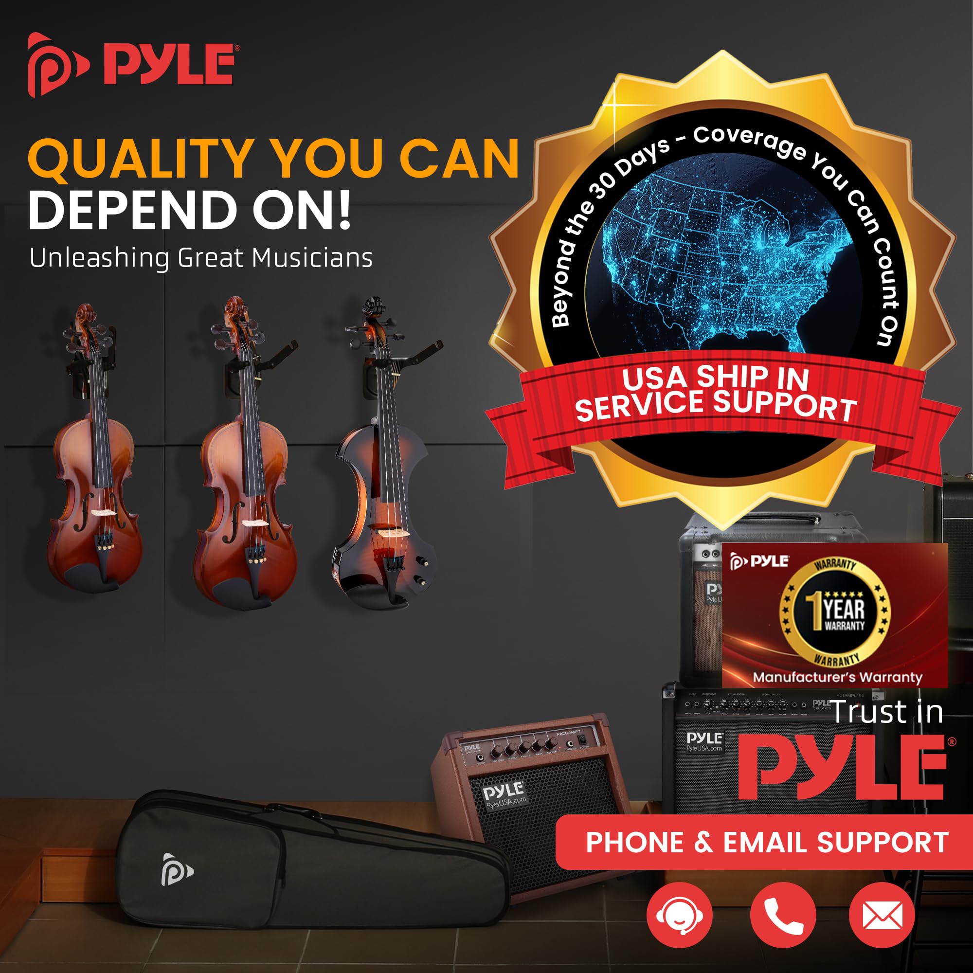 Foto 7 | Violín Eléctrico Pyle Silent 4/4 Con Kit De Amplificador Y Acceso. - Venta Internacional.