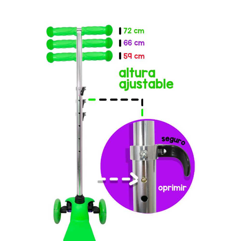 Foto 4 pulgar | Scooter Patín del Diablo LAVIGA Verde Neón LV-MG-03A Ruedas Luz Led Direccionables