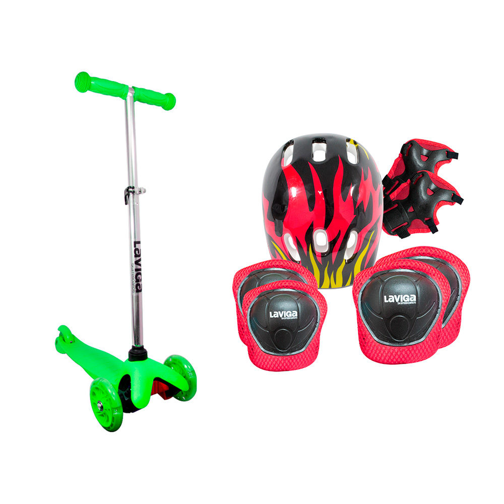 Scooter + Kit de Protección Laviga MGVR-T3NGFU Multicolor con Ruedas Led