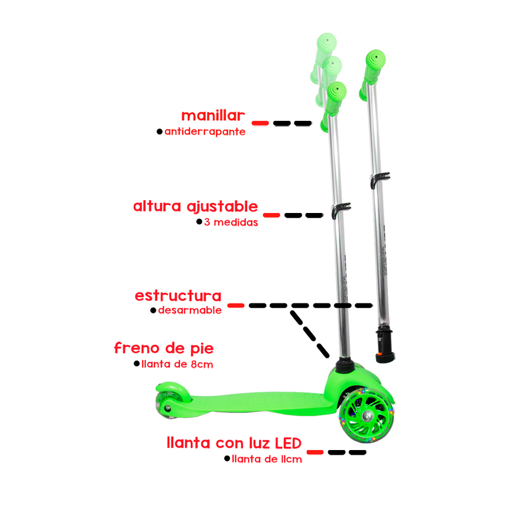 Foto 3 pulgar | Scooter + Kit de Protección Laviga MGVR-T3NGFU Multicolor con Ruedas Led