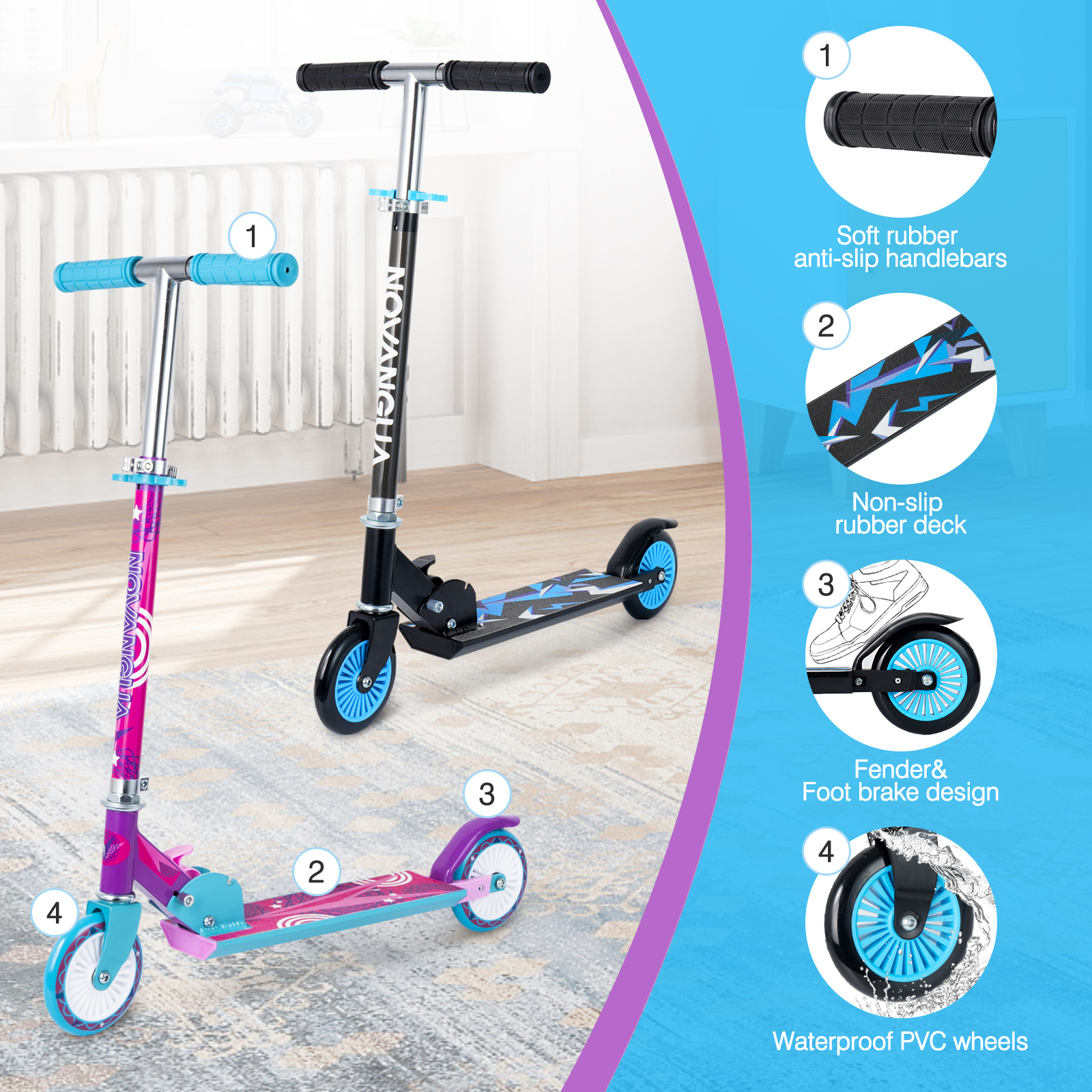 Foto 3 pulgar | Scooter Patín Completo Plegable Infantil General  S10089 color Azul