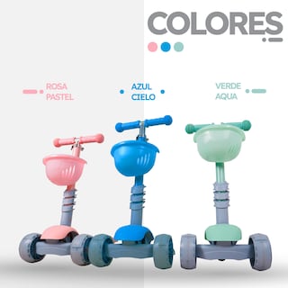 Foto 5 | Scooter Guevara Sports Patín 3 en 1 Para Niños color Azul Ruedas con Luces Led