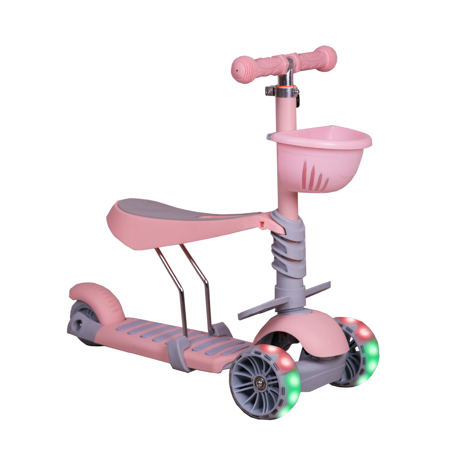 Scooter Guevara Sports Patín 3 en 1 Para Niños color Rosa Ruedas con Luces Led