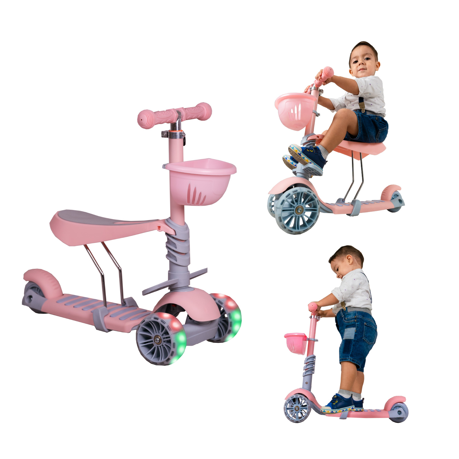 Foto 2 | Scooter Guevara Sports Patín 3 en 1 Para Niños color Rosa Ruedas con Luces Led