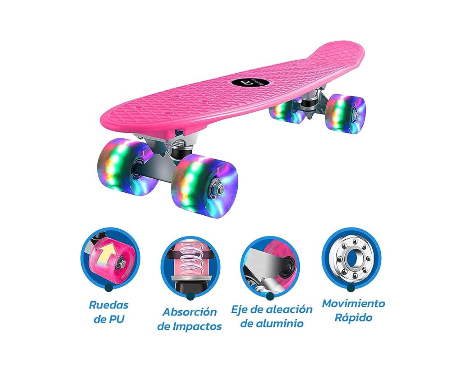 Foto 5 pulgar | Patineta Bluelander Rosa con Llantas Luminosas Led de Colores
