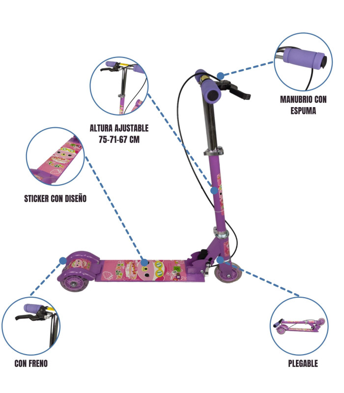 Foto 3 pulgar | Scooter de Pie Genérica Sys310 con Luces color Violeta