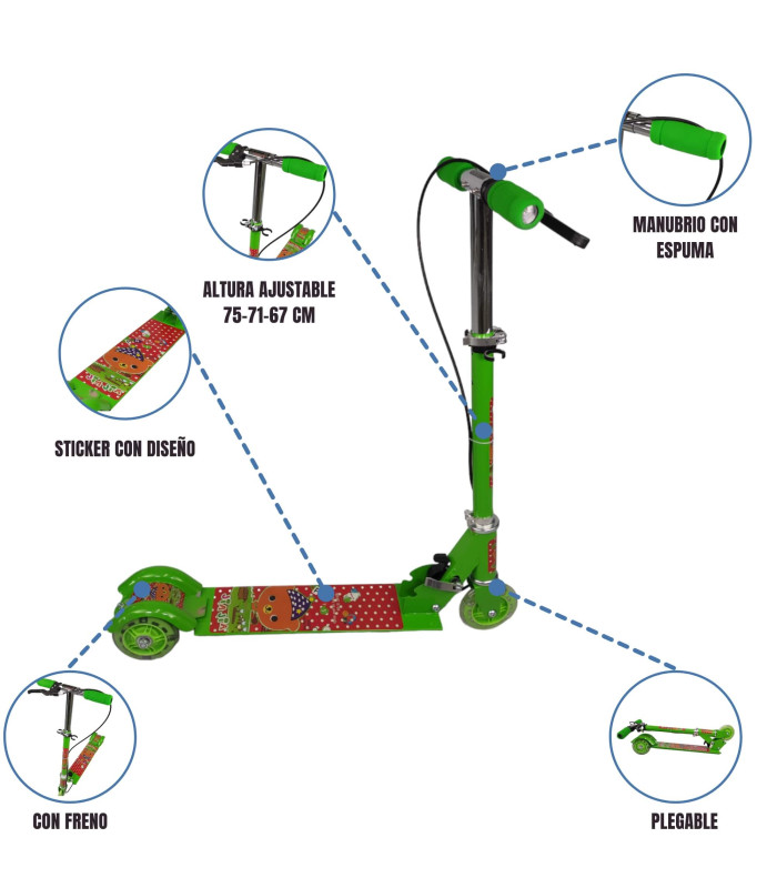 Foto 2 | Scooter de Pie Genérica Sys310 con Luces color Verde
