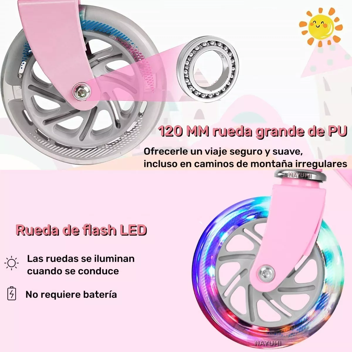 Foto 5 pulgar | Monopatín Plegable con Luces Eo Safe Imports Esi-8879 Rosa