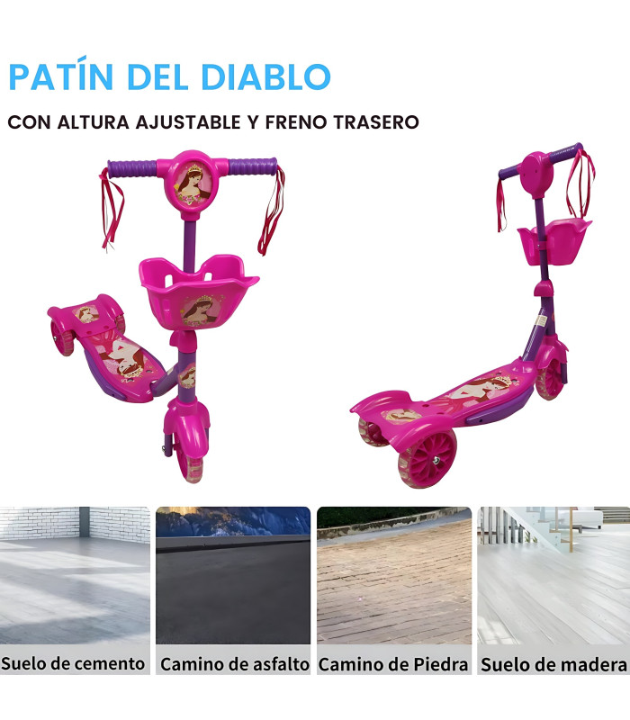 Foto 3 | Scooter para Niña con Luces y Sonidos Rosa