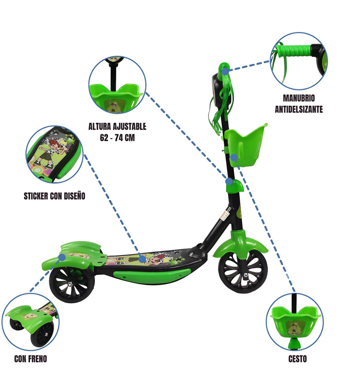 Foto 3 pulgar | Scooter para Niños Patín del Diablo Luces y Sonidos Ajustable