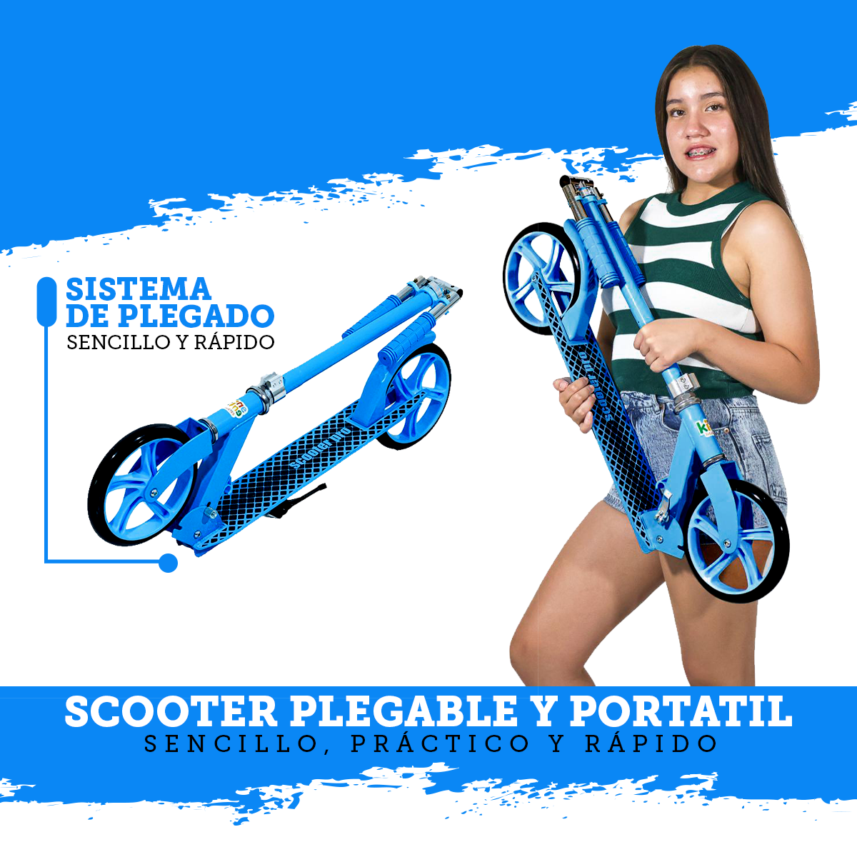 Foto 4 pulgar | Scooter Plegable Guevara Sports Azul