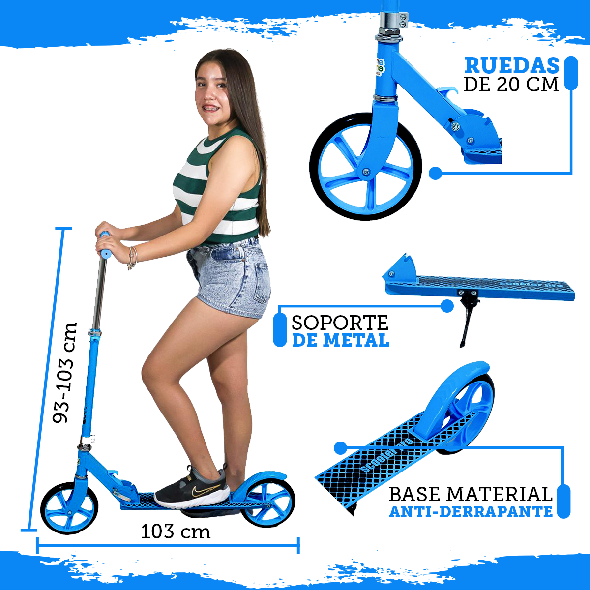 Foto 6 pulgar | Scooter Plegable Guevara Sports Azul