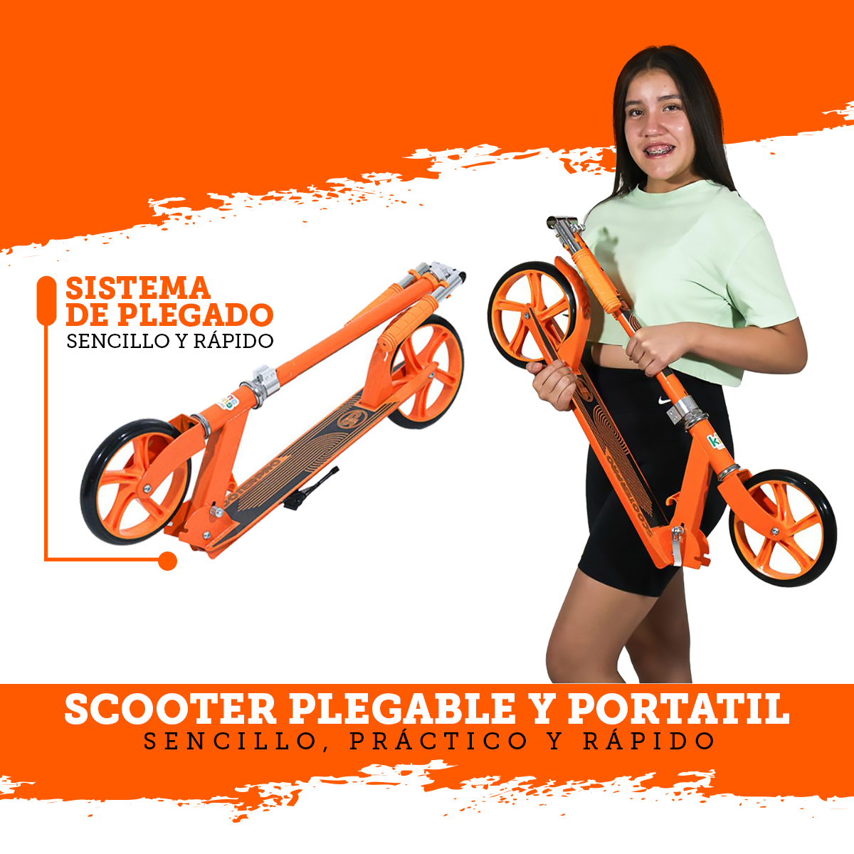 Foto 4 pulgar | Scooter Plegable Guevara Sports Naranja