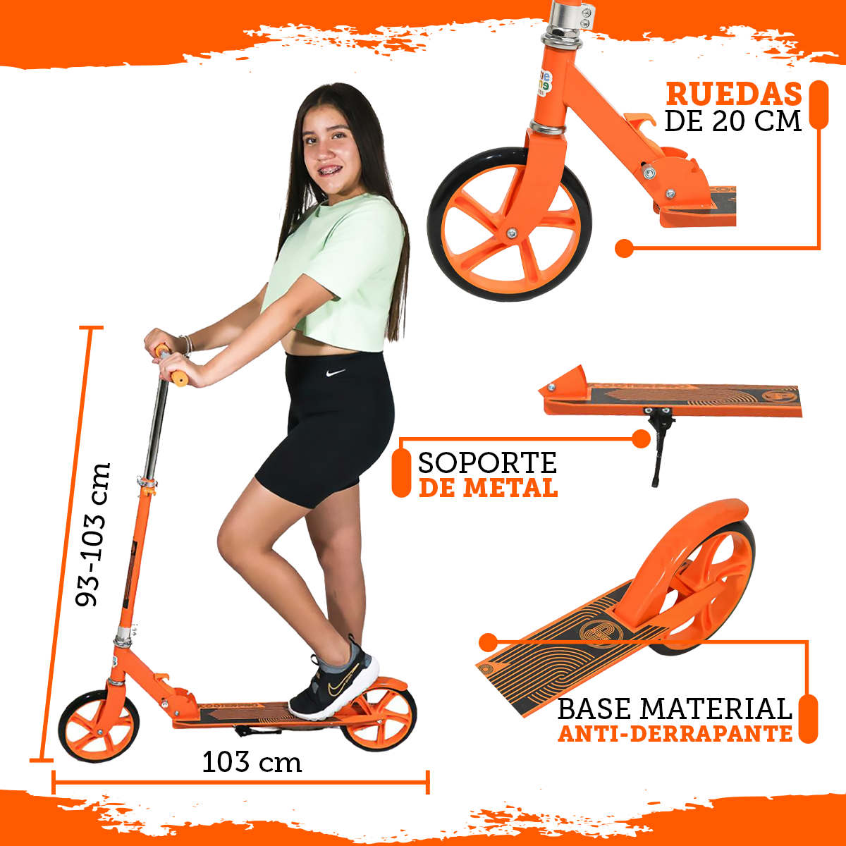 Foto 6 pulgar | Scooter Plegable Guevara Sports Naranja