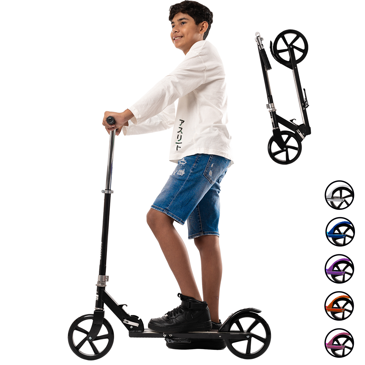 Foto 3 pulgar | Scooter Plegable Guevara Sports Negro Portátil y Manubrio Ajustable
