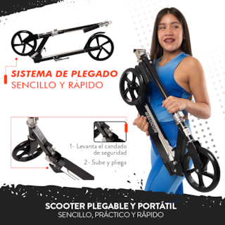 Foto 3 | Scooter Plegable Guevara Sports Negro Portátil y Manubrio Ajustable