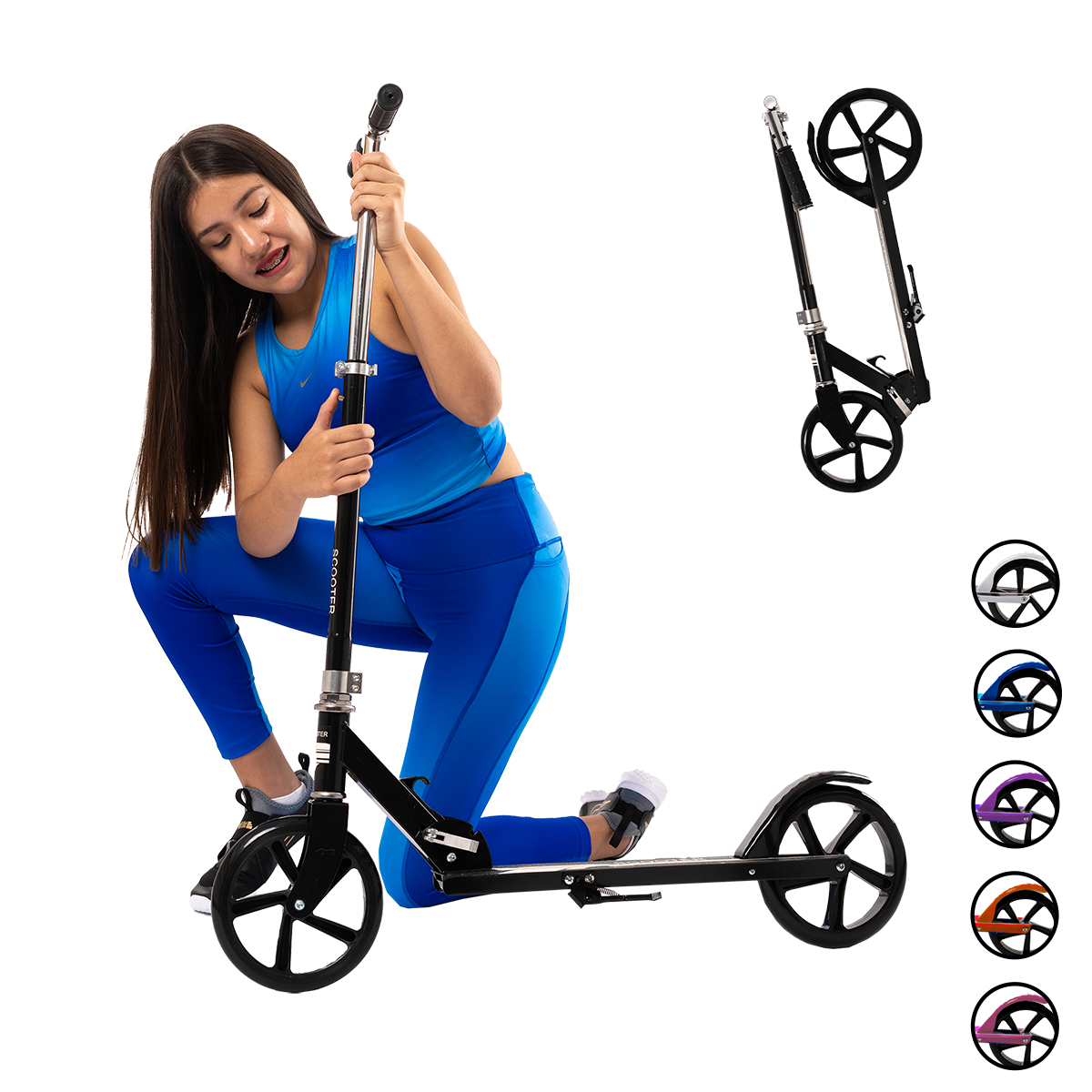 Foto 5 pulgar | Scooter Plegable Guevara Sports Negro Portátil y Manubrio Ajustable