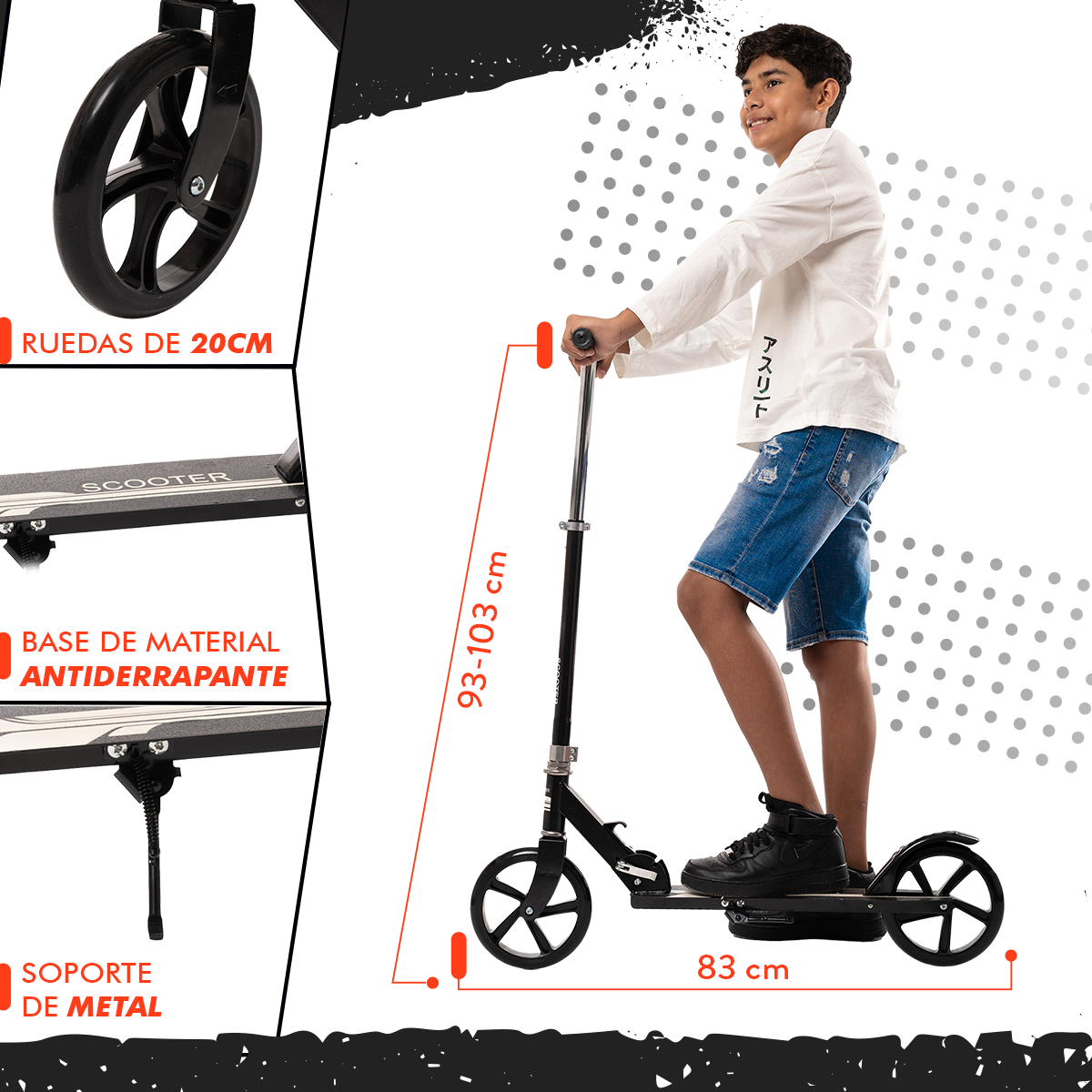 Foto 6 pulgar | Scooter Plegable Guevara Sports Negro Portátil y Manubrio Ajustable