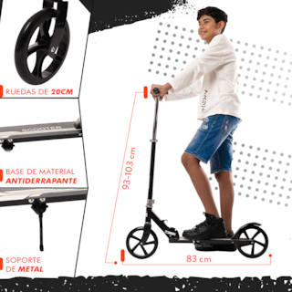 Foto 5 | Scooter Plegable Guevara Sports Negro Portátil y Manubrio Ajustable