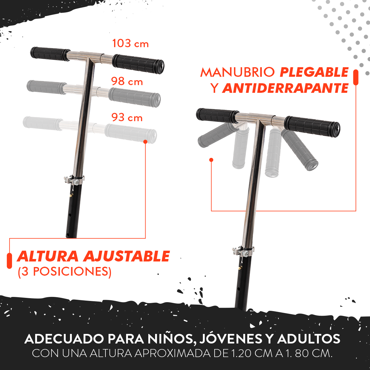 Foto 8 pulgar | Scooter Plegable Guevara Sports Negro Portátil y Manubrio Ajustable