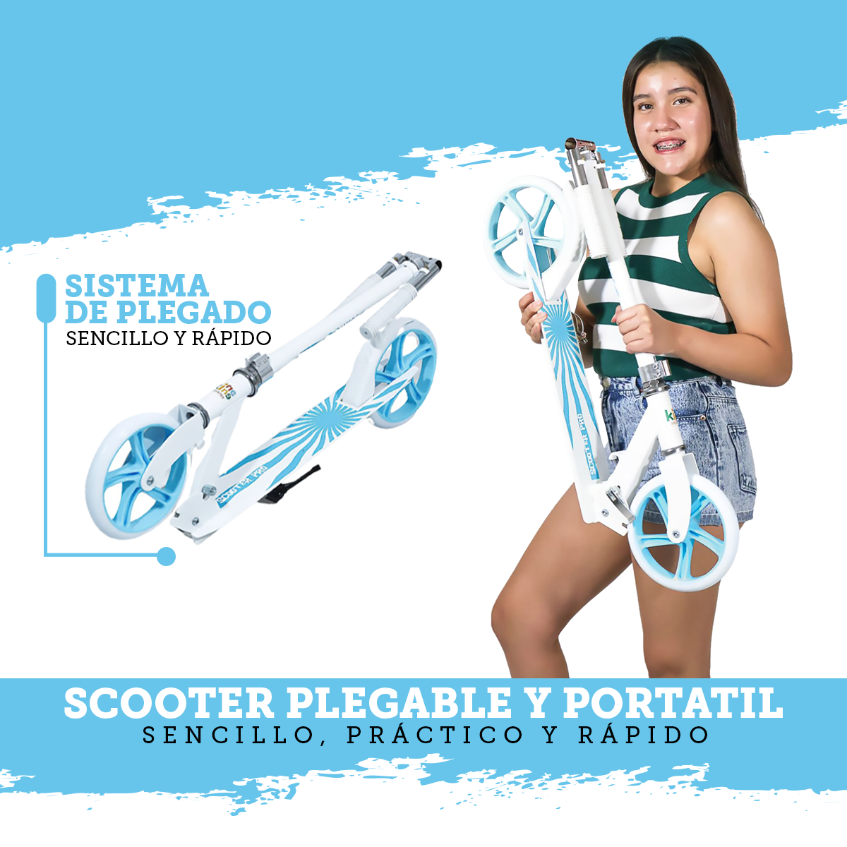 Foto 3 pulgar | Scooter Plegable Guevara Sports Blanco