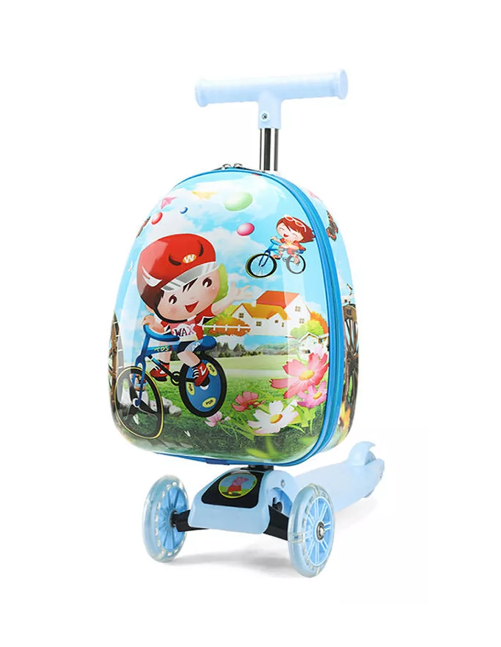 Scooter Plegable para Niños con Mochila Frontal Azul