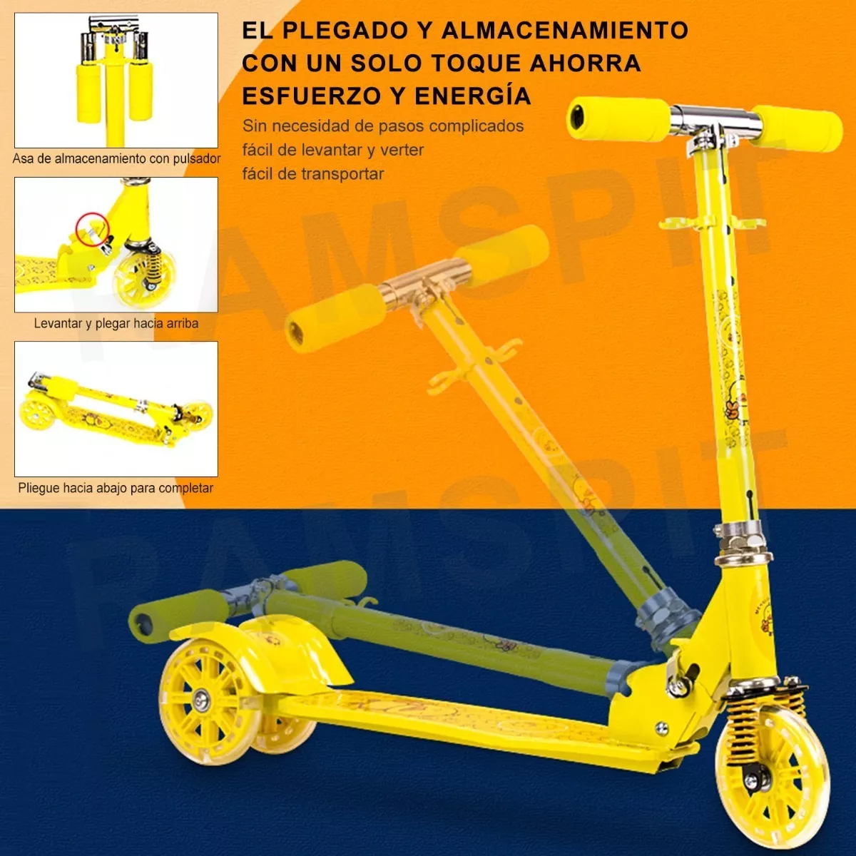 Foto 4 pulgar | Scooter Infantil Ajustable y Plegable Eo Safe Imports Esi-11114 Amarillo