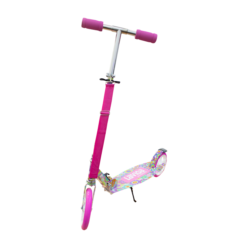 Scooter Plegable Patín Juvenil Diseño Flores Color Rosa