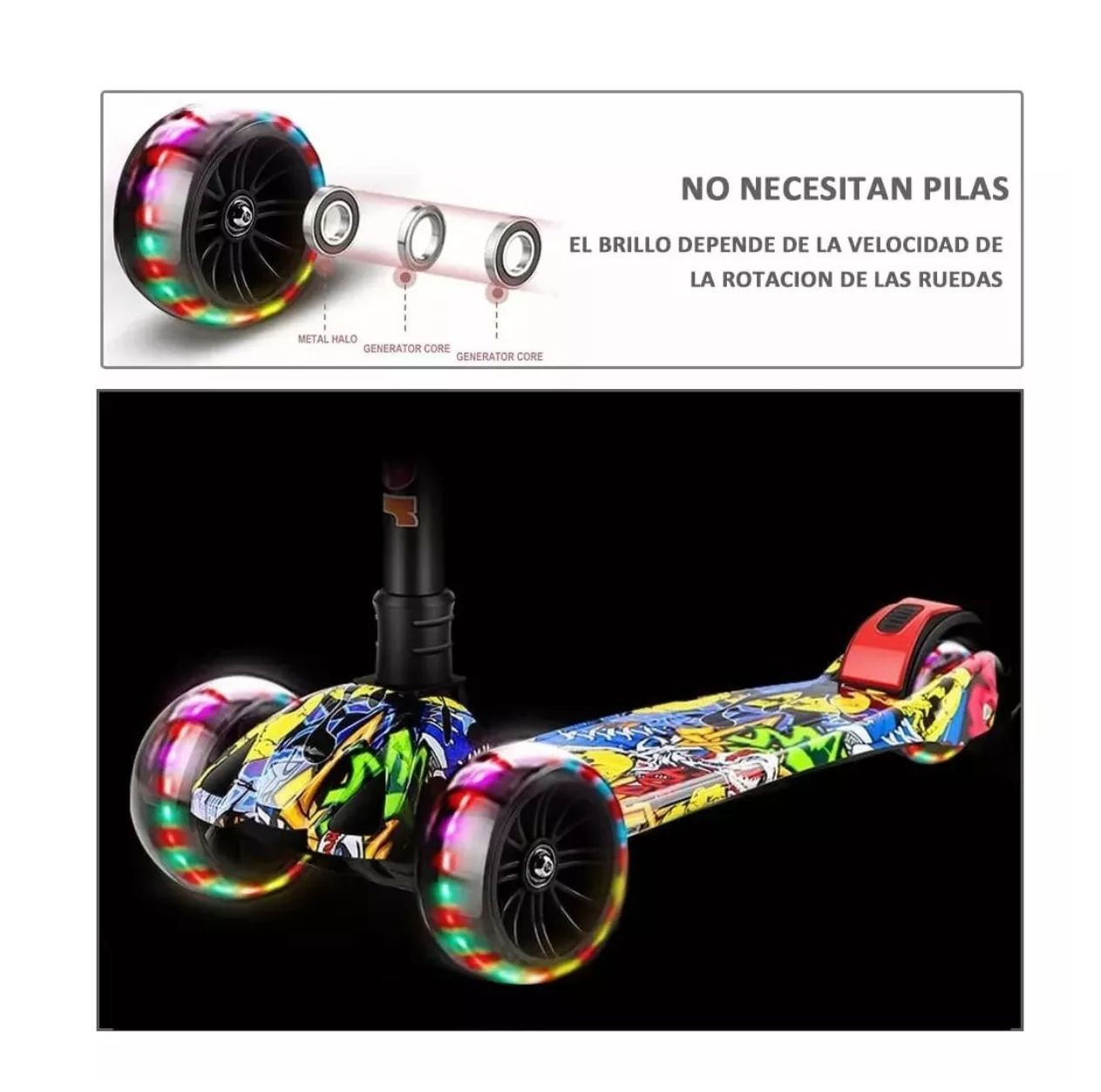 Foto 5 pulgar | Scooter Plegable Belug con Luz Led y Altura Ajustable para Niño