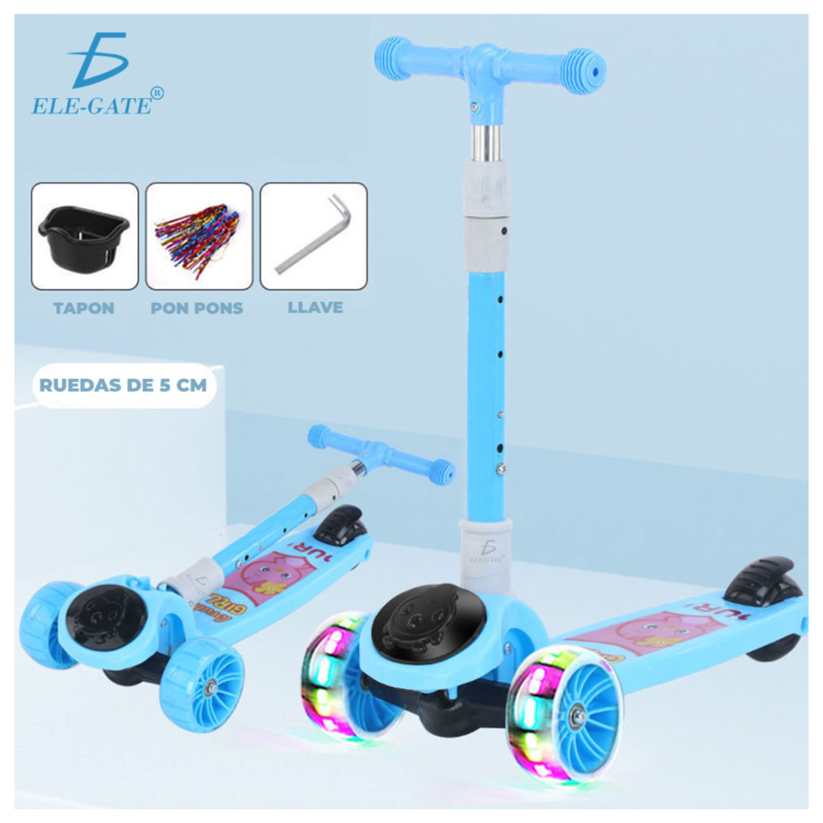 Foto 5 pulgar | Scooter Infantil Elegate Montable con Luces Led Azul