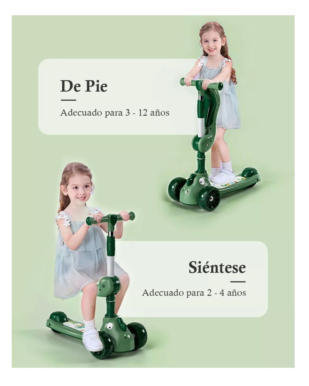 Foto 6 pulgar | Patin Diablo Scooter De Pie Luces Musica Para Niños, Verde