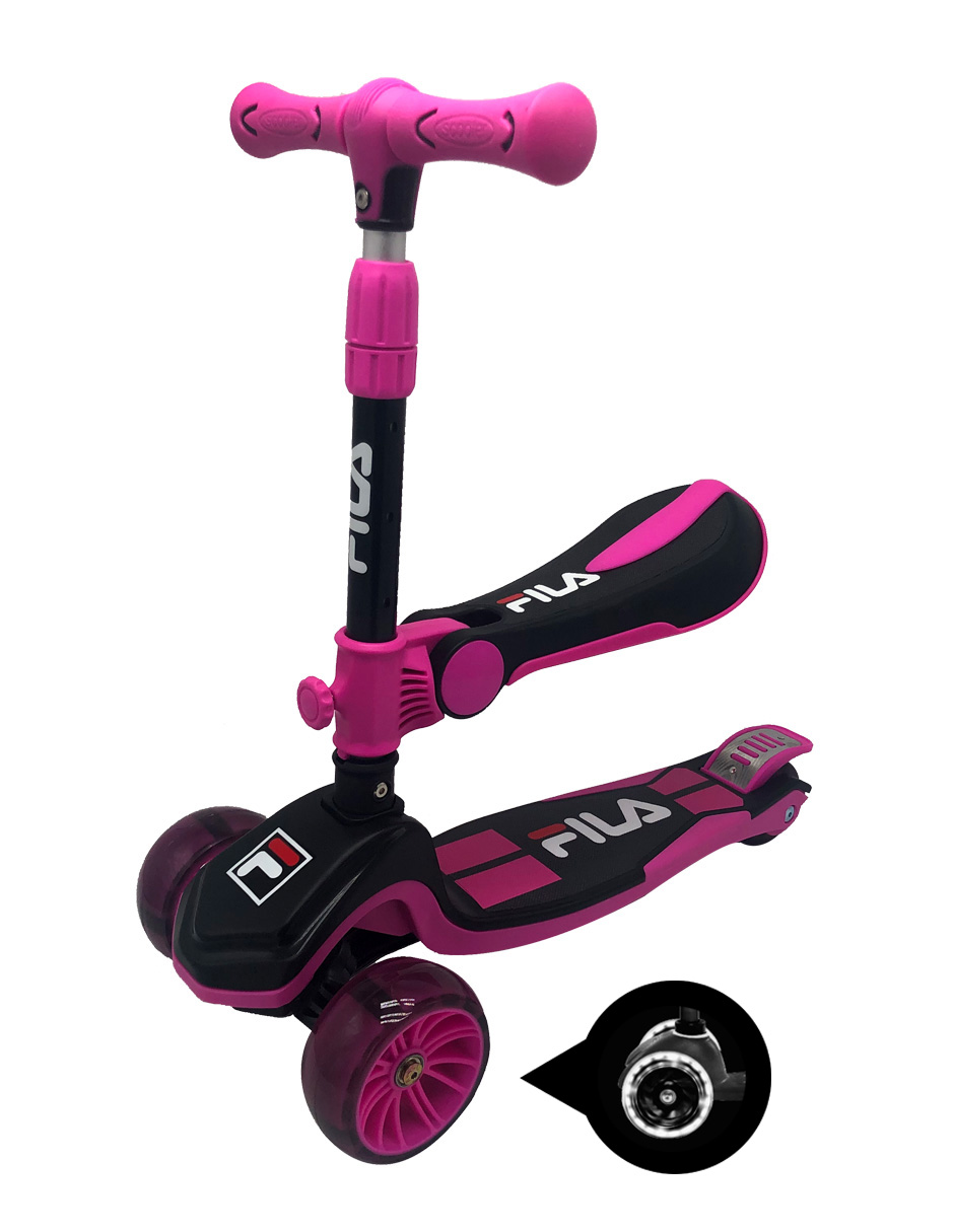 Scooter Infantil Fila Rosa Llantas Led con Asiento