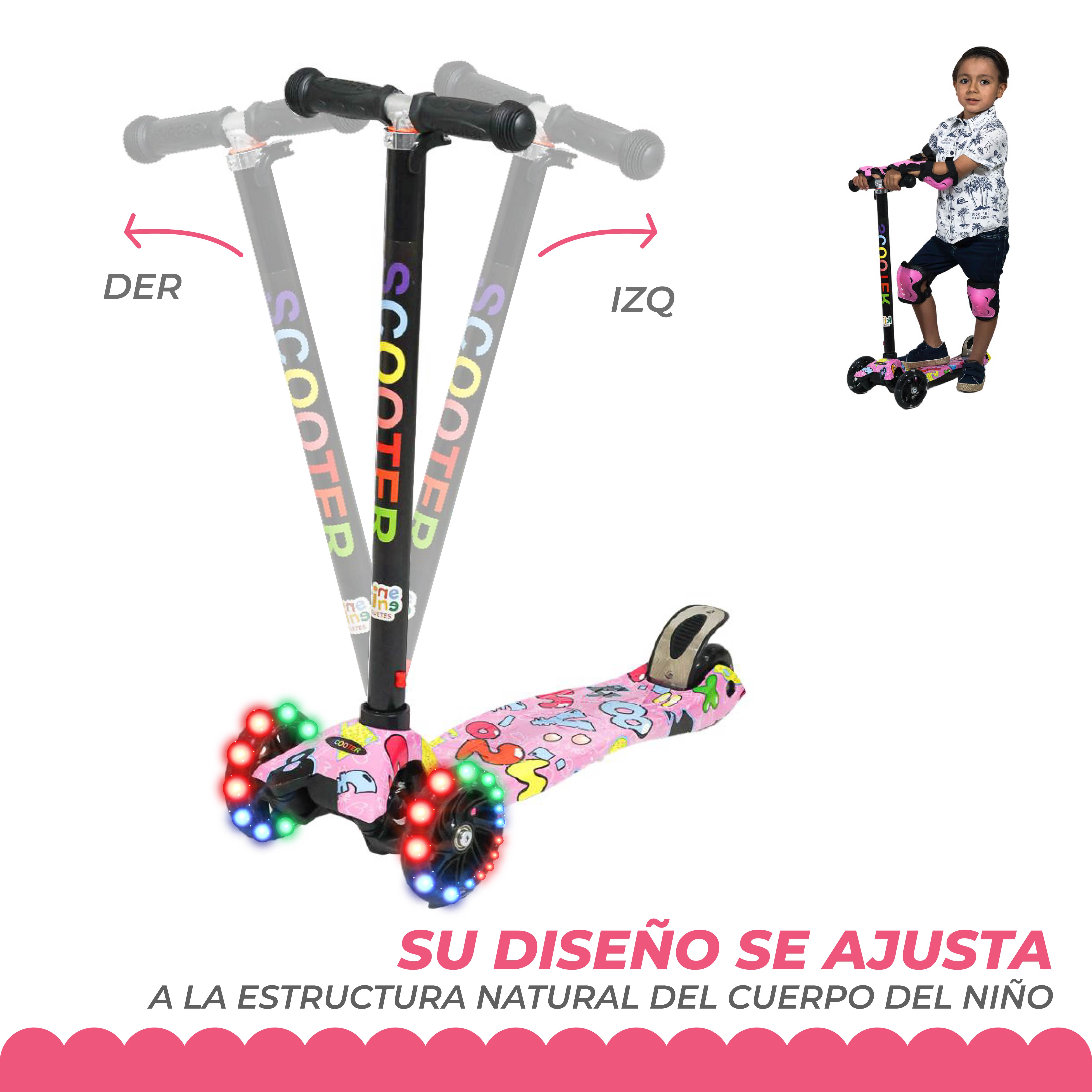 Foto 3 | Scooter Grafiti Guevara Sports Negro Desmontable con Luces Led Rodilleras y Coderas Portátil