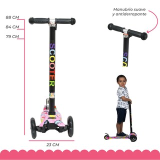 Foto 4 | Scooter Grafiti Guevara Sports Negro Desmontable con Luces Led Rodilleras y Coderas Portátil