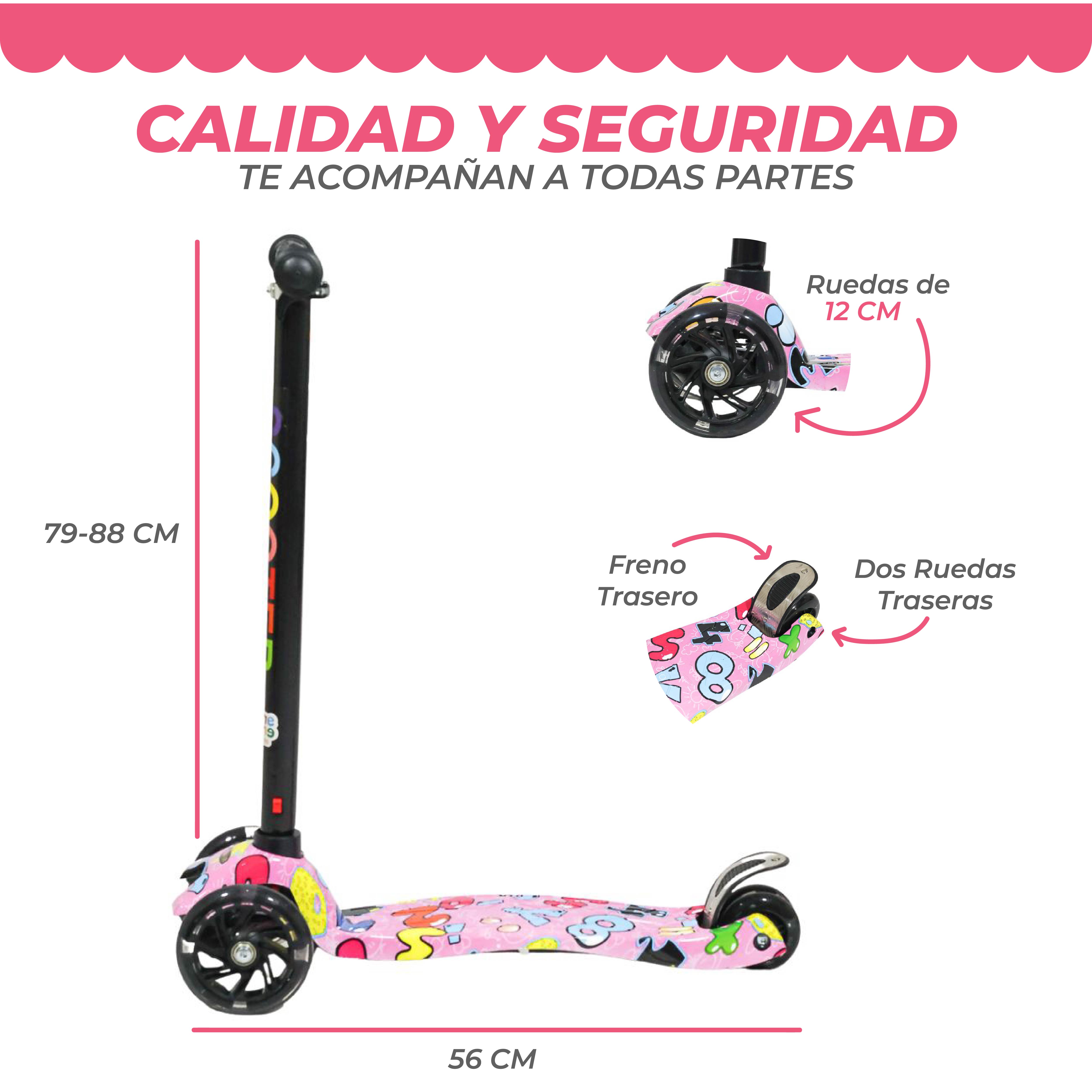 Foto 6 pulgar | Scooter Grafiti Guevara Sports Negro Desmontable con Luces Led Rodilleras y Coderas Portátil