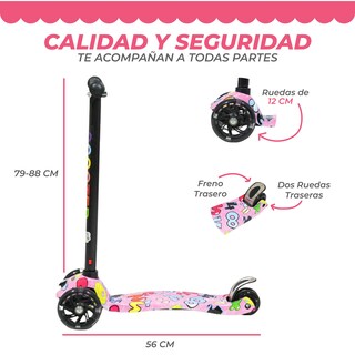 Foto 5 | Scooter Grafiti Guevara Sports Negro Desmontable con Luces Led Rodilleras y Coderas Portátil