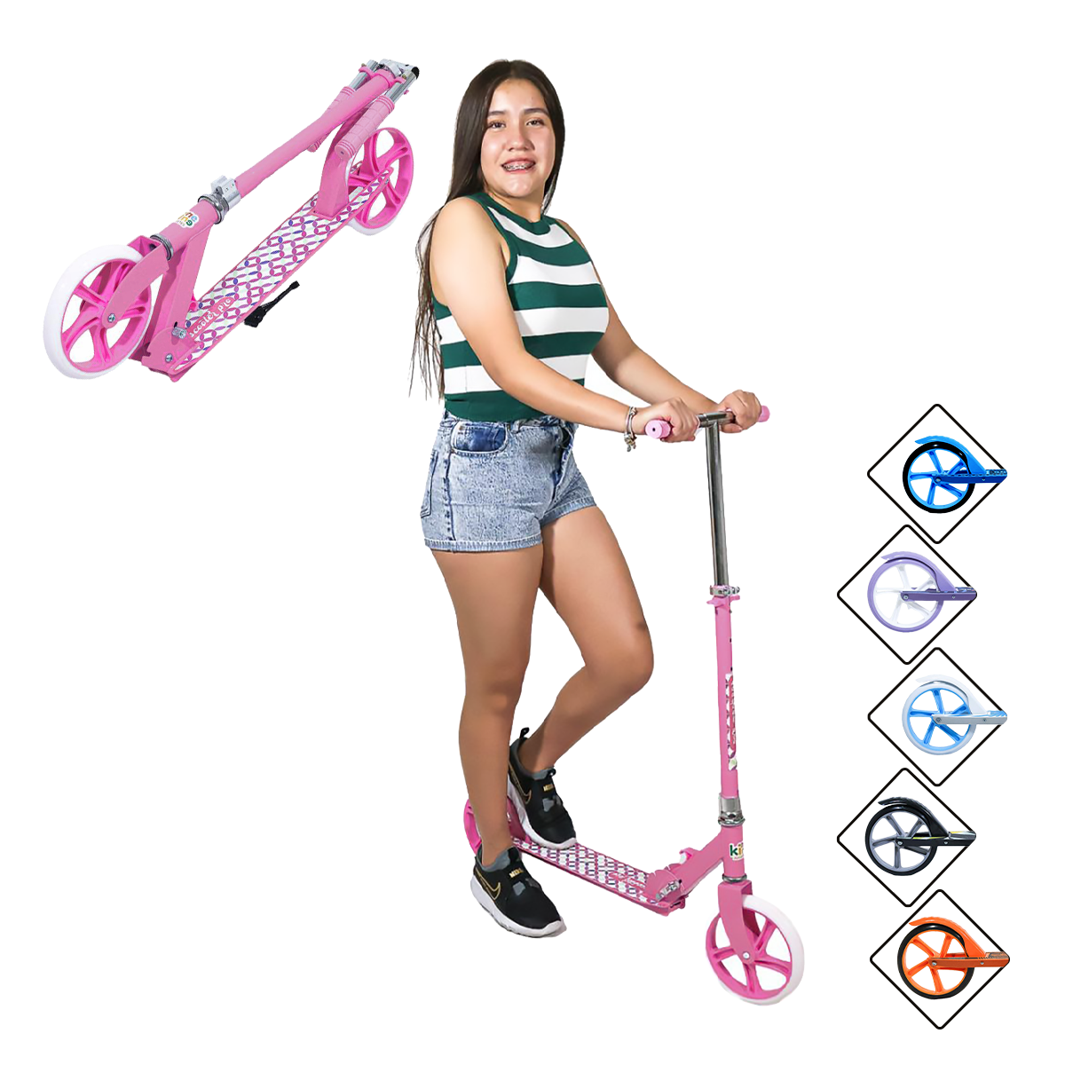 Foto 3 pulgar | Scooter Plegable GuevaraSports Rosa Patín Portátil