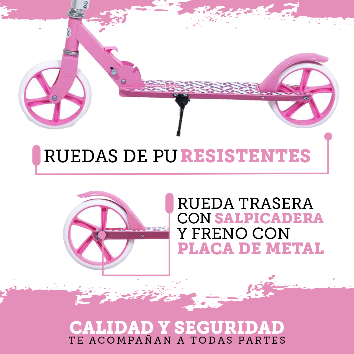 Foto 6 pulgar | Scooter Plegable GuevaraSports Rosa Patín Portátil
