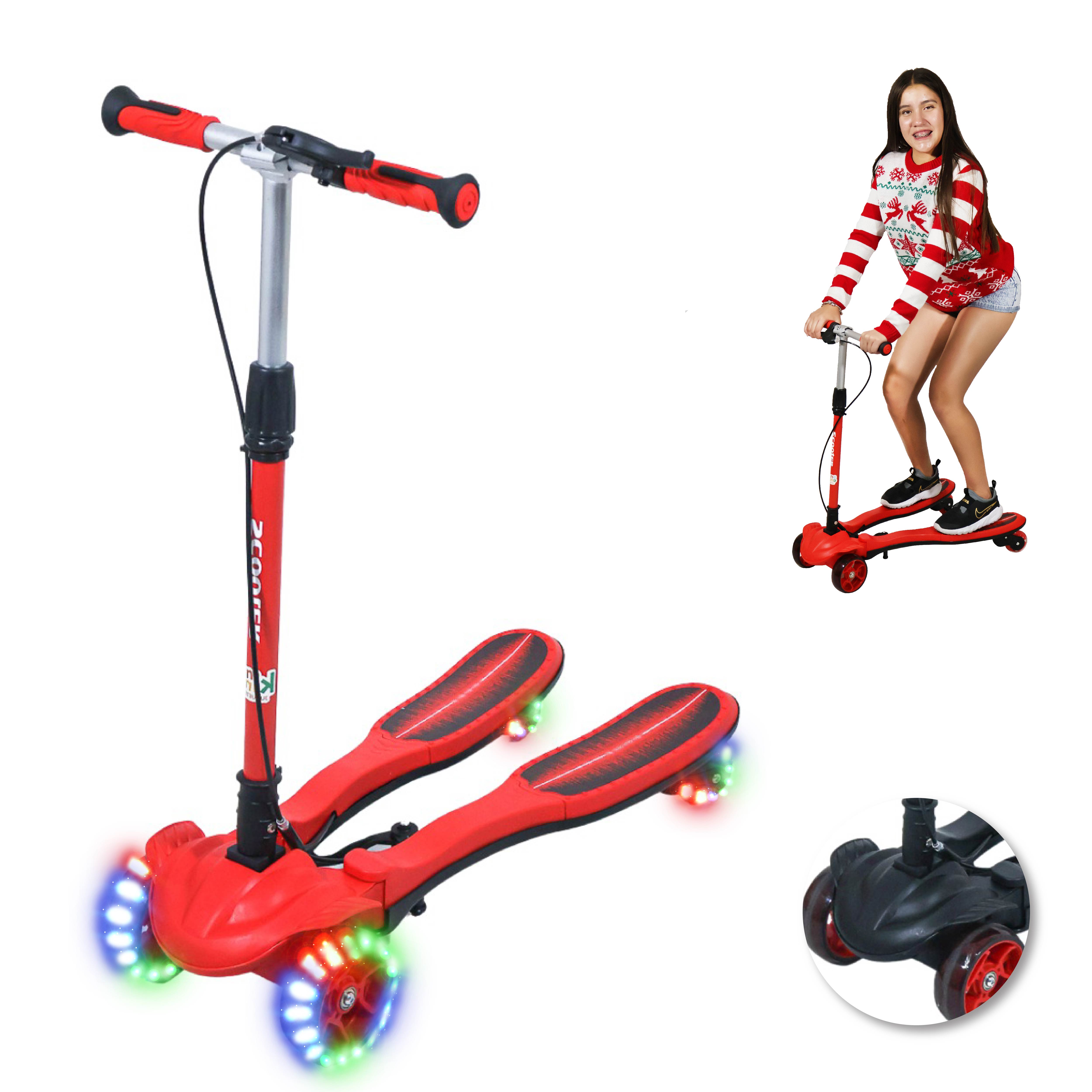 Foto 2 pulgar | Scooter Guevara Sports de Equilibrio Rojo 4 Llantas y Luz Led