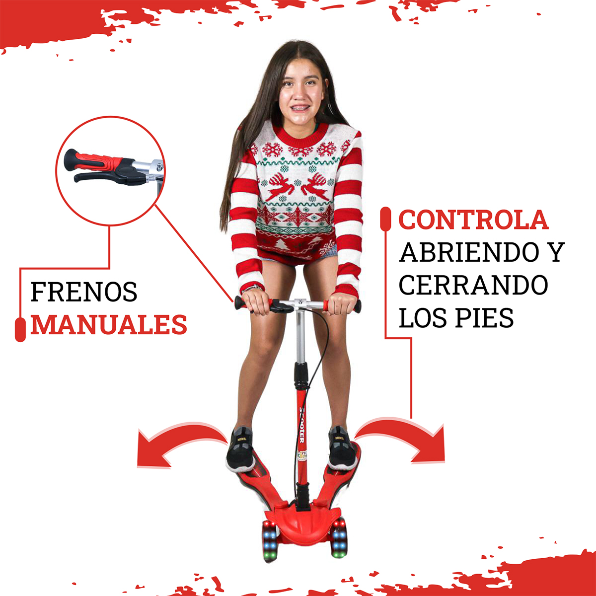 Foto 4 pulgar | Scooter Guevara Sports de Equilibrio Rojo 4 Llantas y Luz Led