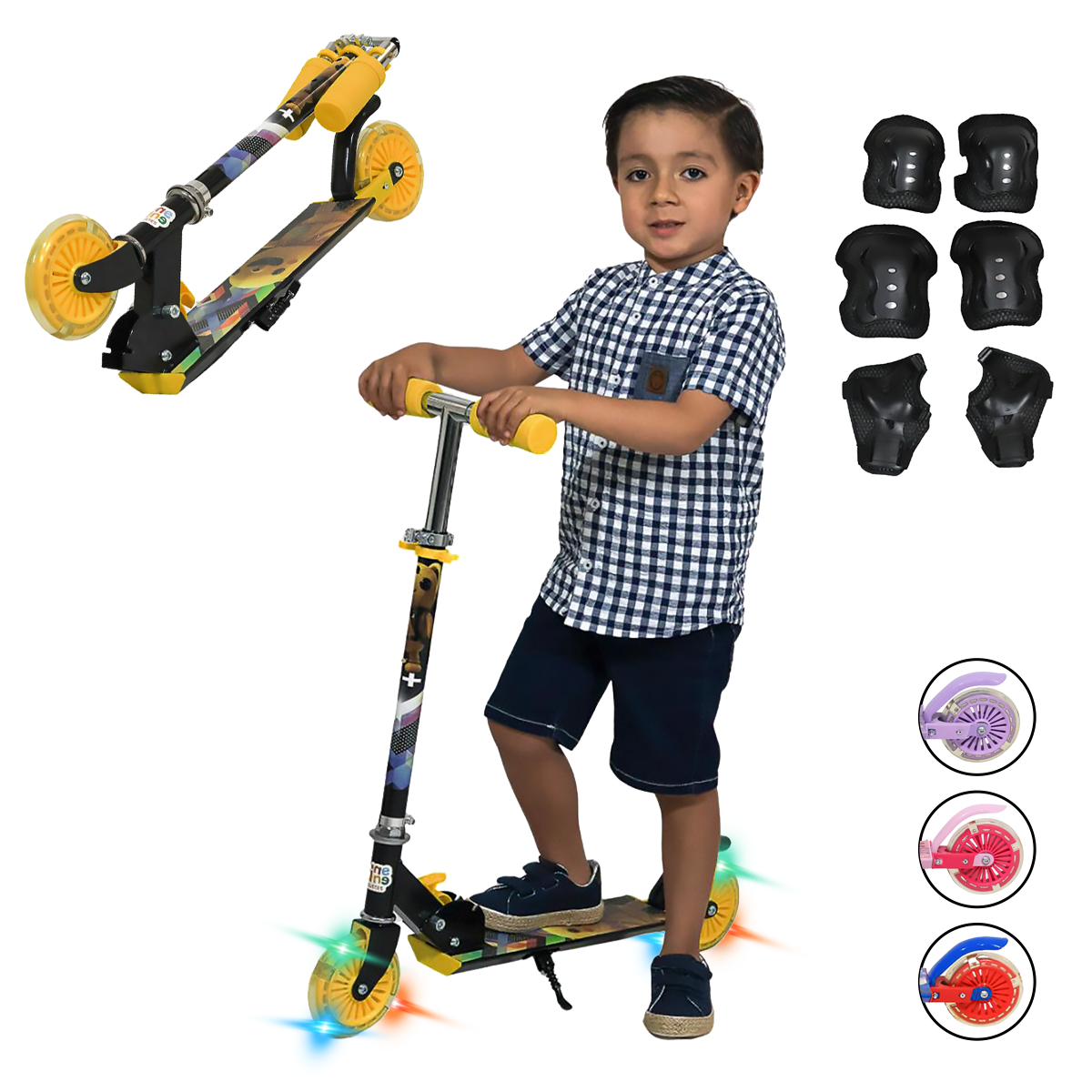 Foto 4 pulgar | Scooter Guevara Sports Infantil Plegable y Ajustable con 2 Ruedas y Luz Led