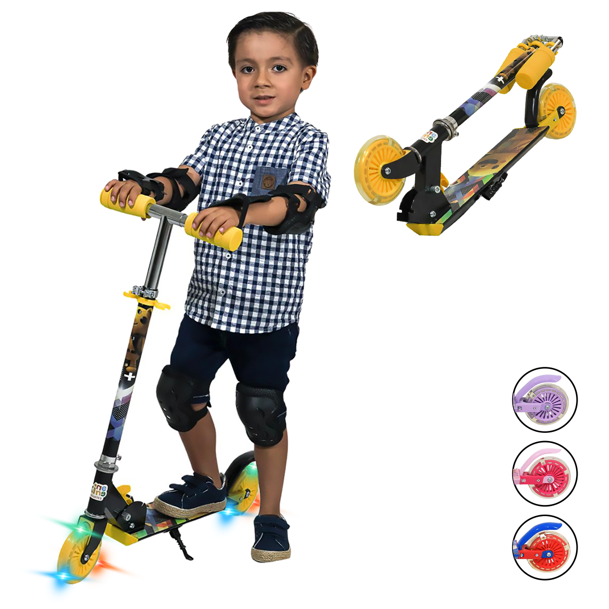 Foto 6 pulgar | Scooter Guevara Sports Infantil Plegable y Ajustable con 2 Ruedas y Luz Led