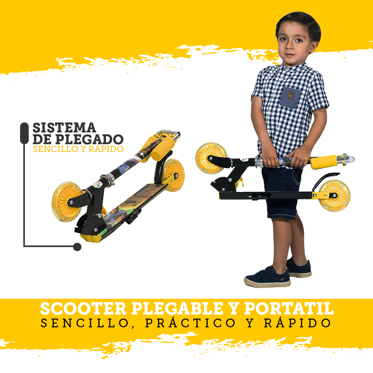 Foto 8 pulgar | Scooter Guevara Sports Infantil Plegable y Ajustable con 2 Ruedas y Luz Led