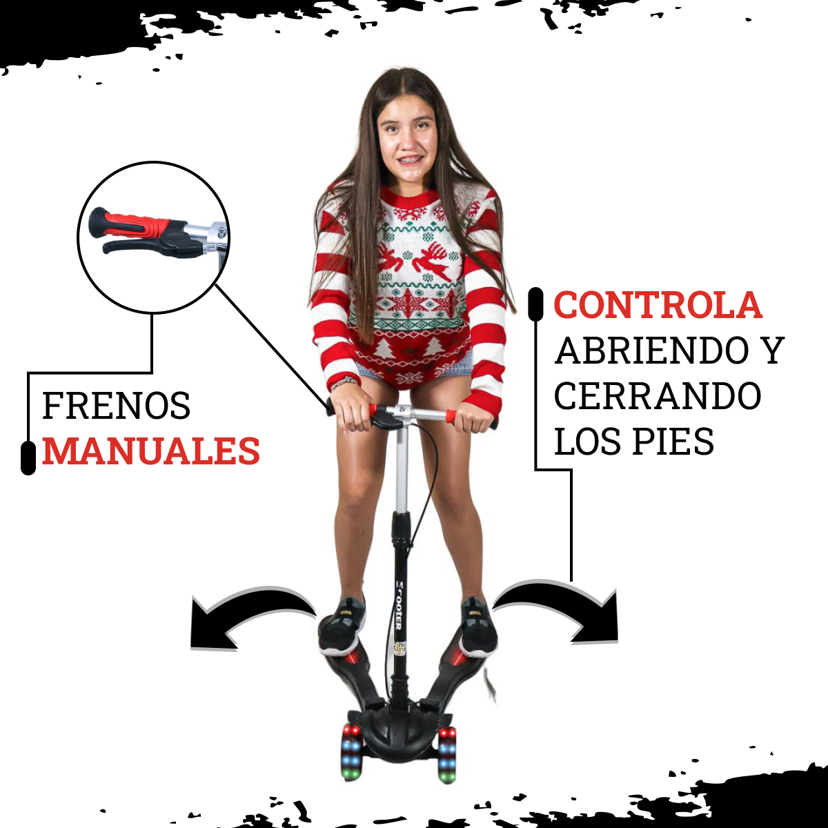Foto 4 pulgar | Scooter de Pie Guevara Sports Negro con Luz Led