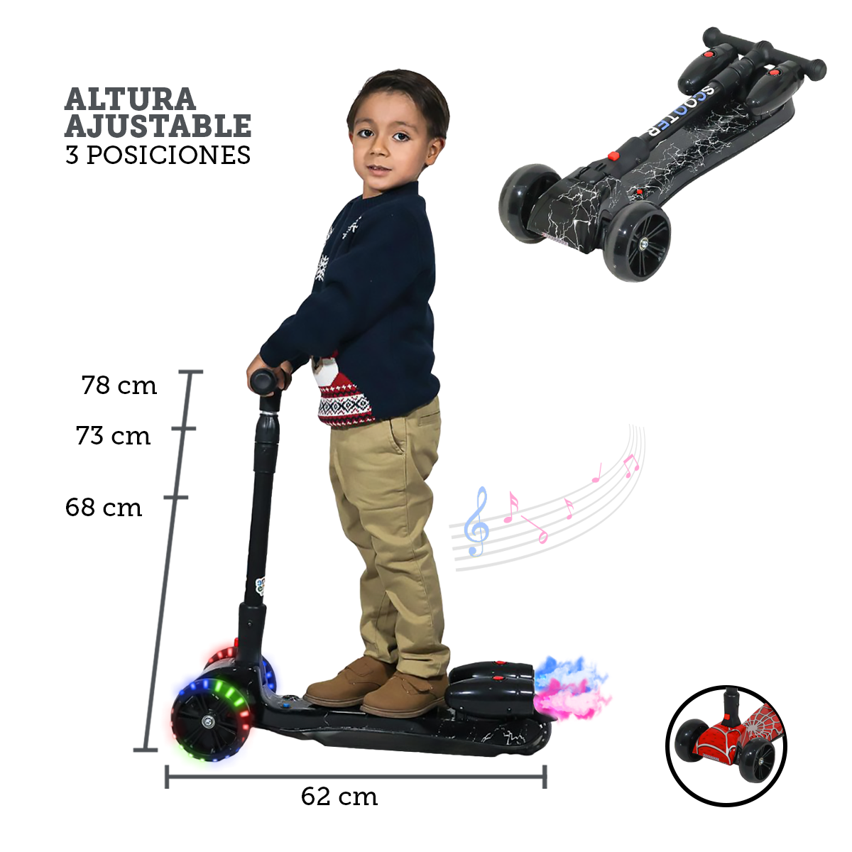 Foto 4 pulgar | Scooter Plegable Guevara Sports Negro Portátil