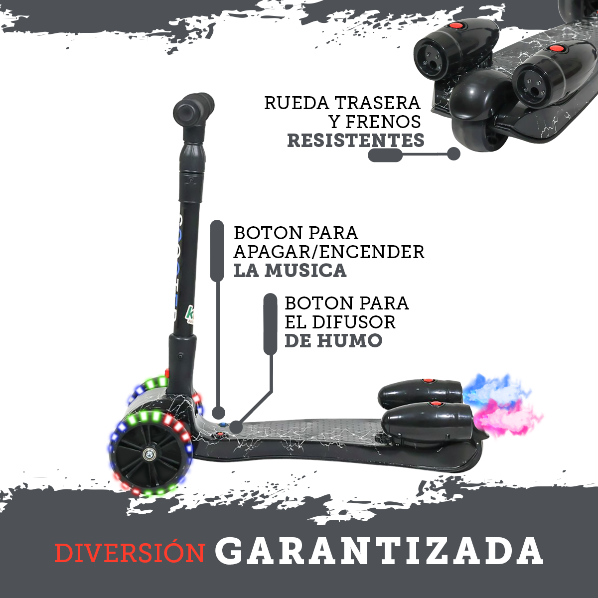 Foto 7 pulgar | Scooter Plegable Guevara Sports Negro Portátil