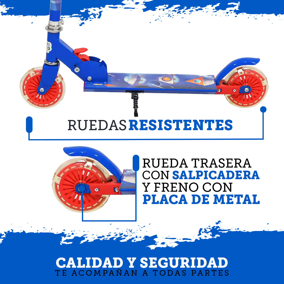 Foto 5 pulgar | Scooter Guevara Sports Infantil Azul Plegable y Ajustable con 2 Ruedas y Luz Led