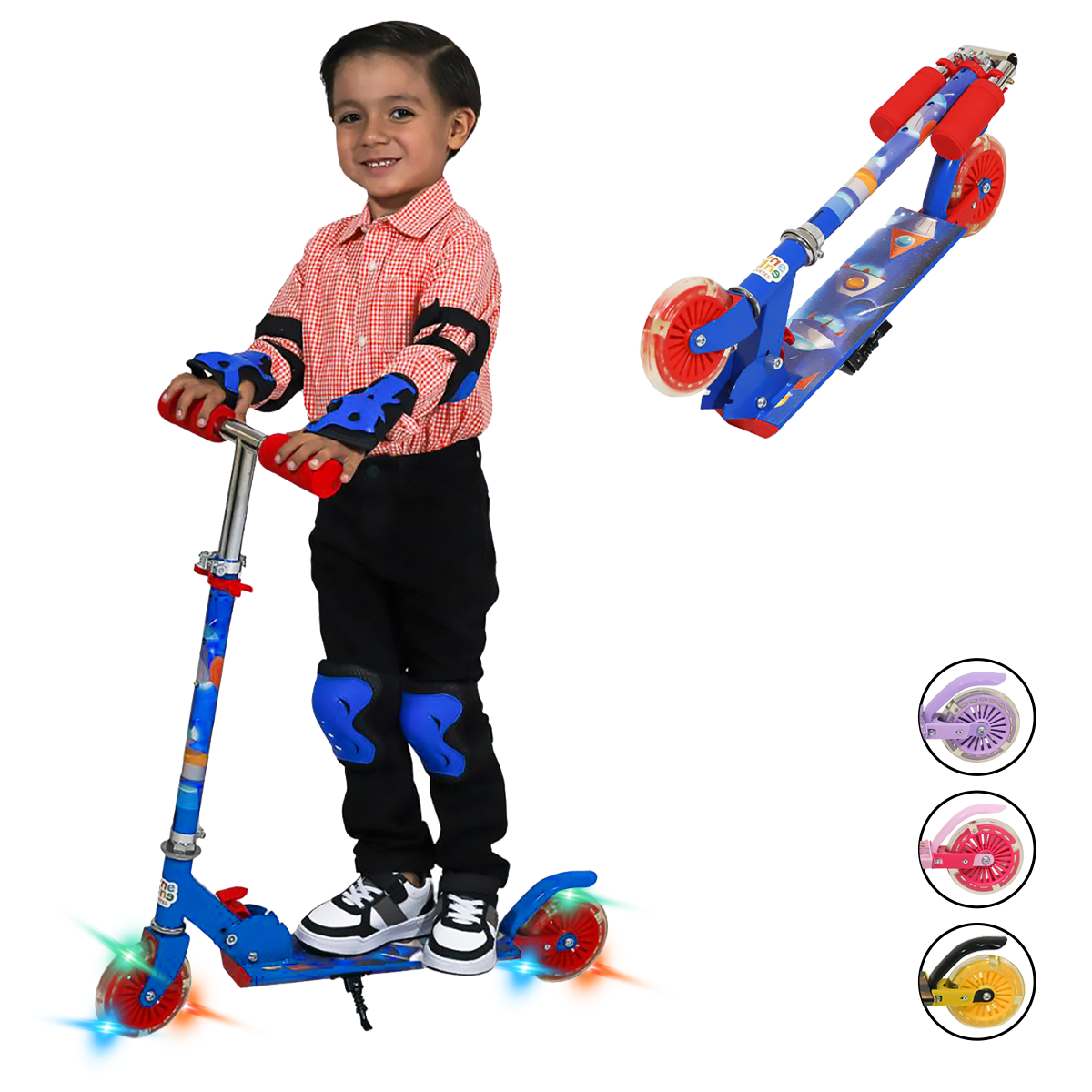 Foto 5 | Scooter Guevara Sports Infantil Azul Plegable y Ajustable con 2 Ruedas y Luz Led