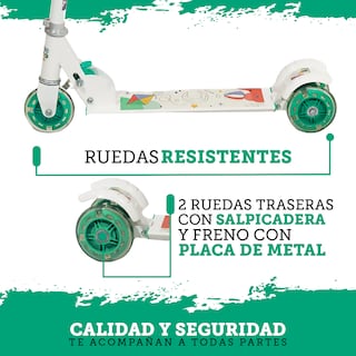 Foto 5 | Patín del Diablo Infantil Guevara Sports Blanco Plegable y Ajustable con 3 Ruedas y Luz Led para Niños